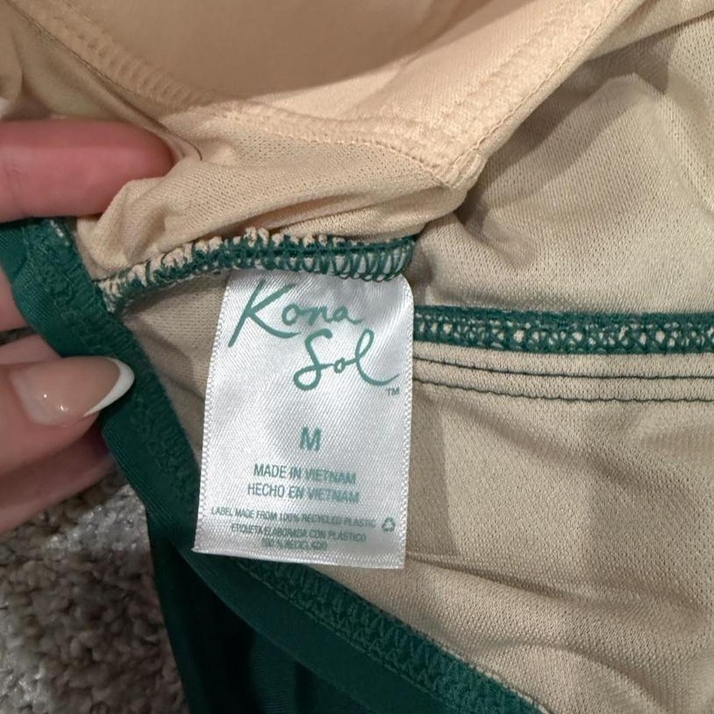 Kona sol one piece swimsuit in size M. Dark green with beige lining - Picture 3 of 3